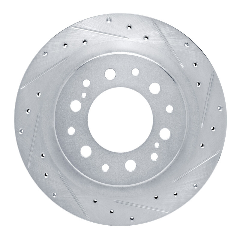 Lexus GX550 Brake Rotor (1) - Rear Right - R1 Concepts - Drilled & Slotted - Silver - `22-`25